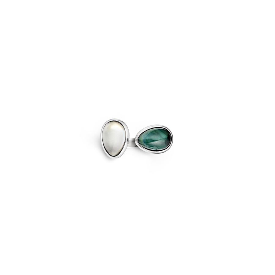 Anello Goccia verde|bianco 2 elementi AURUM | AN2 GOCCEARG MOP BIA PT VERDE